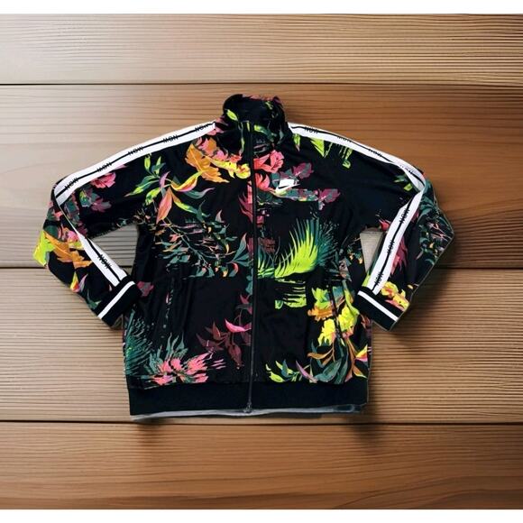 Nike Sportswear NSW Floral Tropical Tropicana Men’s Large Black Track Jacket - Picture 1 of 7